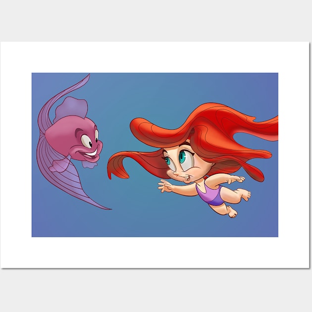 Girl with Fish Wall Art by Richtoon